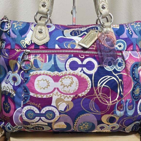 Coach Pop-C Glam Signature Graffiti Tote with Matching Wallet - Picture 3 of 15